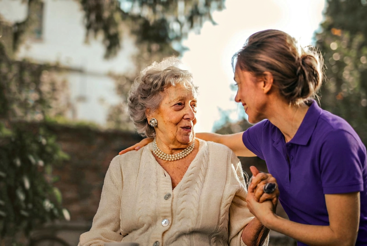 Caregiver with elderly client